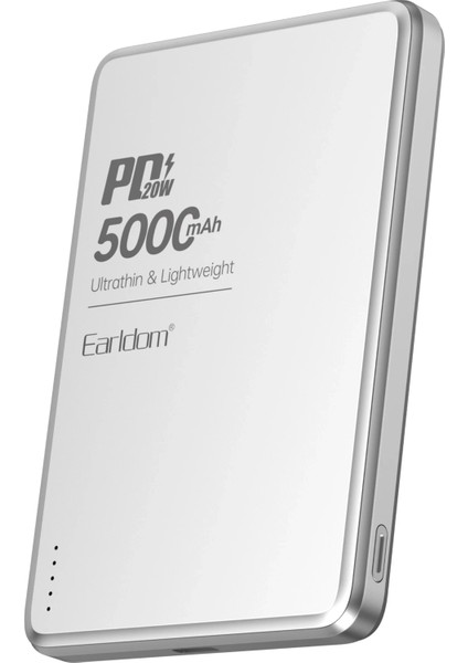 PD53 5.000 mAh 15W Kablosuz + 20W Type-C PD Powerbank | MagSafe Uyumlu, Gümüş
