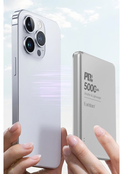 PD53 5.000 mAh 15W Kablosuz + 20W Type-C PD Powerbank | MagSafe Uyumlu, Gümüş fiyatları
