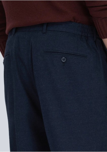 Lacivert Düz Dokuma Modern Fit Casual Pantolon indirimleri