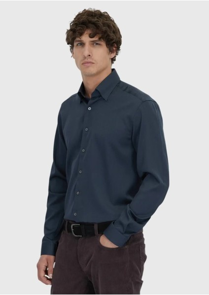 Antrasit Düz Casual Fit Dokuma Casual Ipek Karışımlı Gömlek modelleri