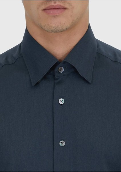 Antrasit Düz Casual Fit Dokuma Casual Ipek Karışımlı Gömlek indirimleri