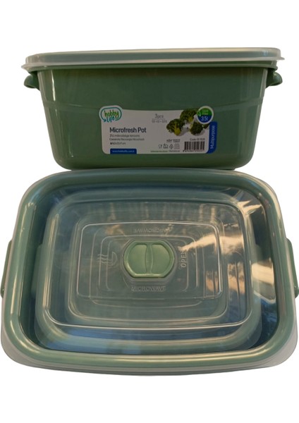 3'lü Mikrofresh Saklama Kabı Seti (0,5 L + 1 L + 2 L) - Mikrodalga, Bulaşık Makinesi Uyumlu fiyatları
