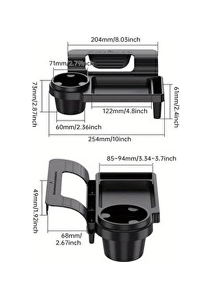 Oto Araç Içi Bardaklık Çok Amaçlı Organizer Bardak Tutucu Telefon Tutucu Saklama Kutusu Siyah