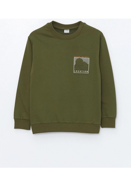 Lcw Kids Yeşil Bisiklet Yaka Baskılı Erkek Çocuk Sweatshirt fırsatları