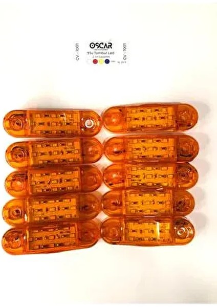 9 Ledli Tombul Parmak Pozisyon LED Lamba LED Turuncu 12V-24V Dekoratif Lamba 10 Adet