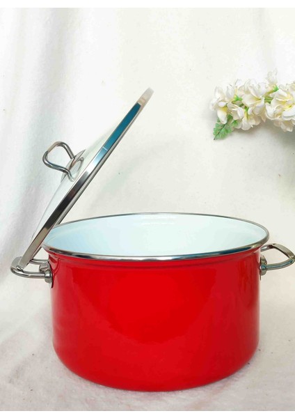 Kırmızı Emaye Derin Tencere 5,75 Litre 26 cm Çap Süt Yoğurt Çorba Reçel Emaye Tenceresi modelleri