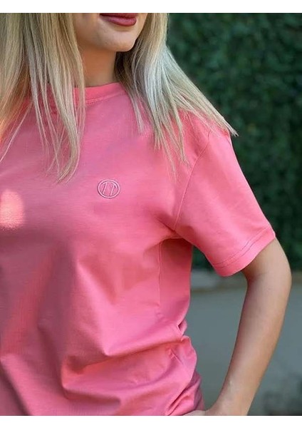 Regular Fit Bisiklet Yaka %100 Pamuk Kısa Kol Unisex Basic Pembe Tişört