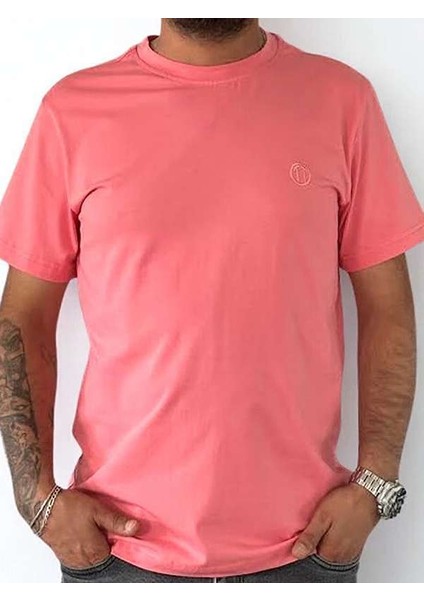 Regular Fit Bisiklet Yaka %100 Pamuk Kısa Kol Unisex Basic Pembe Tişört fırsatları