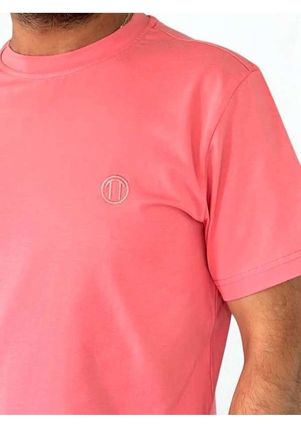 Regular Fit Bisiklet Yaka %100 Pamuk Kısa Kol Unisex Basic Pembe Tişört