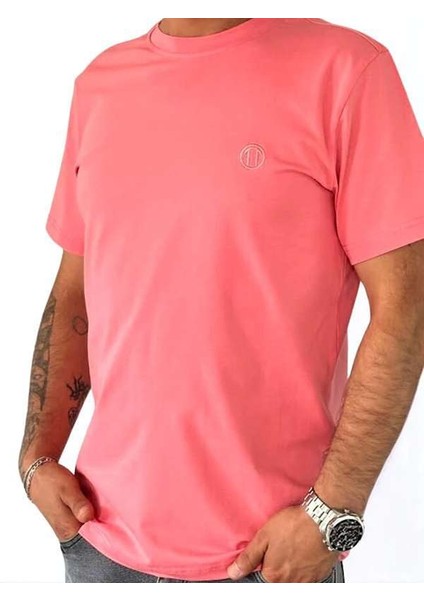Regular Fit Bisiklet Yaka %100 Pamuk Kısa Kol Unisex Basic Pembe Tişört