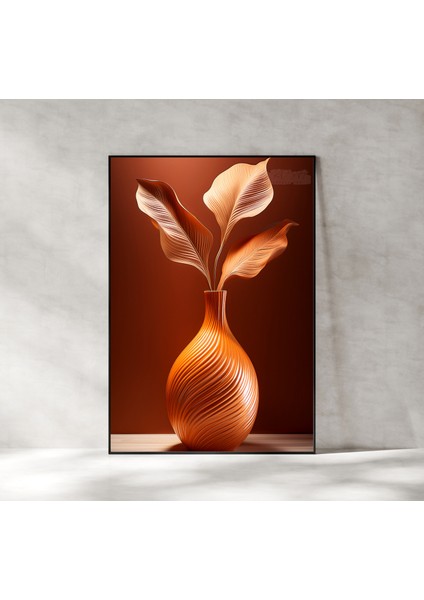 Metal Çerçeveli Gerçek Camlı Tablo, Balkabağı Rengi Çiçek Dijital Baskı, Salon, Oturma Odası Tablo fiyatları