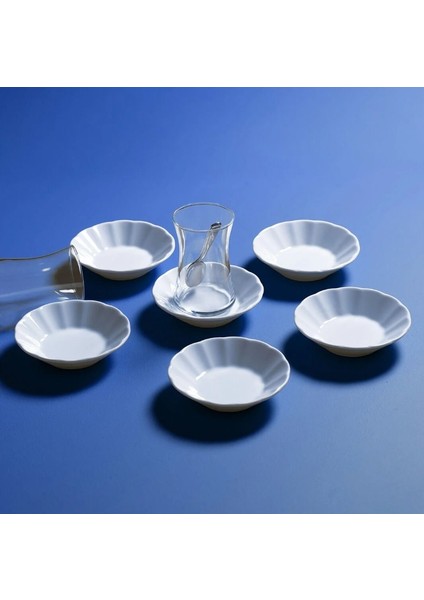 6 Adet Güral Porselen Acem Çay Tabağı Seti Bardak Altlığı modelleri