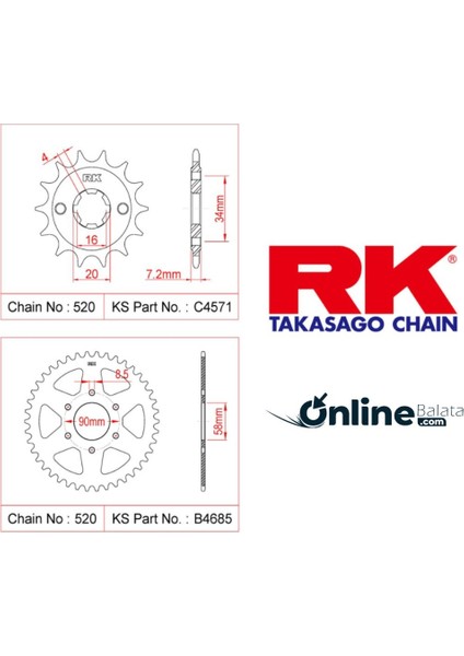 Bajaj Pulsar Ns 200 Rk Dişli Seti