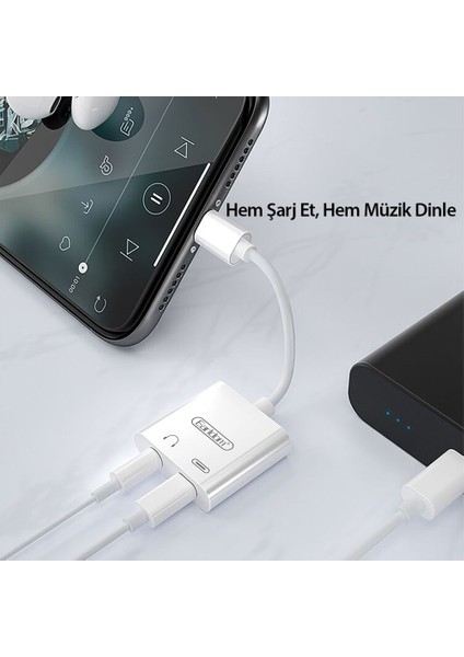 OT46 2‑in‑1 Lightning → Type‑C & AUX Adaptör – Tak‑Çalıştır, Ses + Şarj / Veri Destekli fiyatları