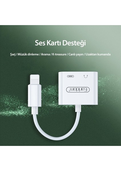 OT46 2‑in‑1 Lightning → Type‑C & AUX Adaptör – Tak‑Çalıştır, Ses + Şarj / Veri Destekli indirimleri