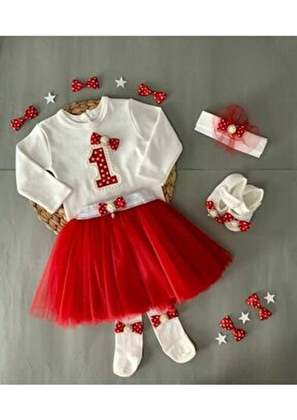 Petite Ponpon Kız Bebek Parti Kıyafeti Tütü Etek Seti Bisiklet Yaka 1 Yaş indirimleri