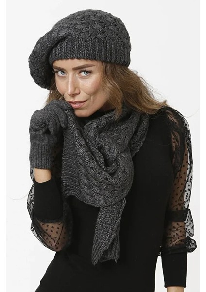 Kadın Atkı Bere Eldiven Set