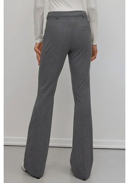 Kadın Viskon Karışımlı Flare Premium Dokuma Pantolon Grey modelleri