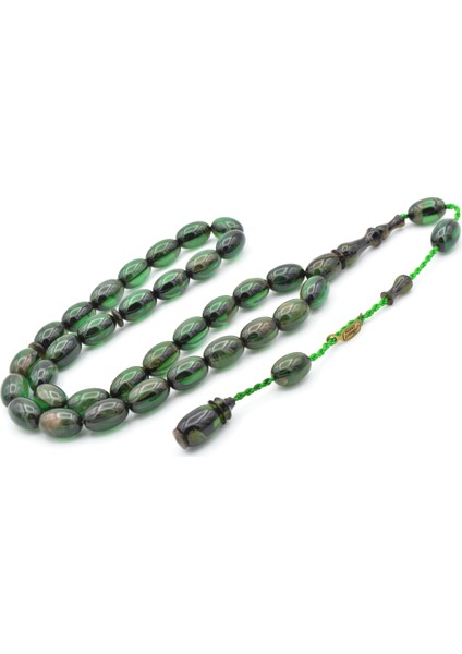 Ahmet Emin Imzalı Badem Kesim Hareli Yeşil Sıkma Kehribar Tesbih fiyatları