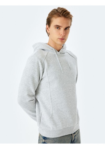 Reglan Kollu Pamuk Karışımlı Kapşonlu Şardonlu Dikiş Detaylı Basic Hoodie fiyatları