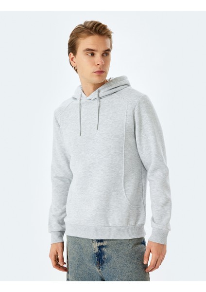 Reglan Kollu Pamuk Karışımlı Kapşonlu Şardonlu Dikiş Detaylı Basic Hoodie modelleri