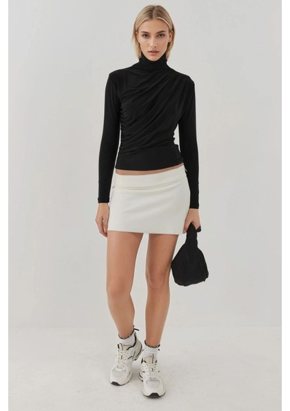 Kadın Şık Giyilebilir Uzun Kollu Örgü Üst Black fırsatları