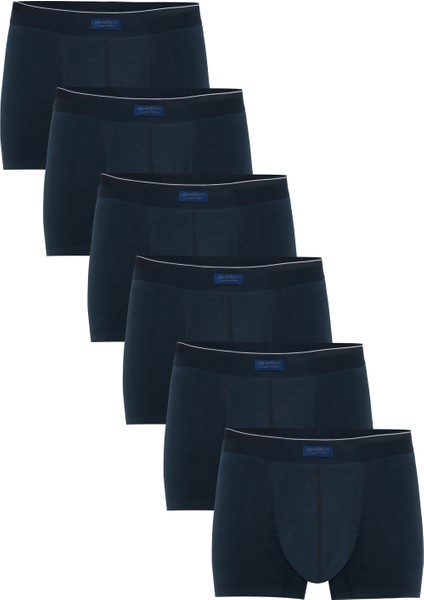 Erkek Lacivert Premium Pamuklu Modal Likralı Boxer 6’lı Set