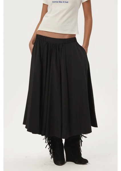 Kadın A-Form Fit Maxi Etek Black