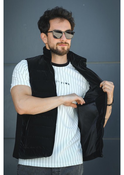 Lordy Örgü Detaylı Cepli Dik Yaka Nova Parlak Kumaş Erkek Şişme Yelek modelleri