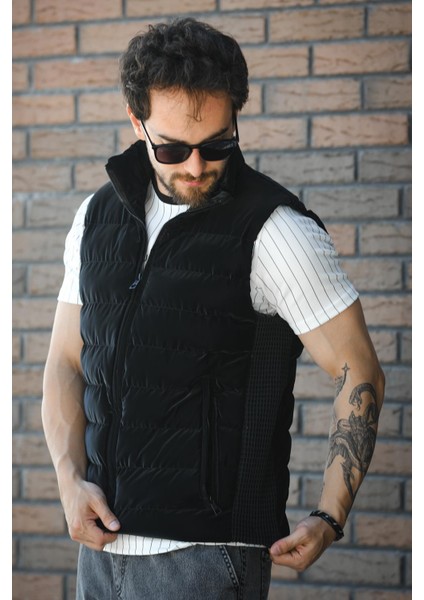 Lordy Örgü Detaylı Cepli Dik Yaka Nova Parlak Kumaş Erkek Şişme Yelek indirimleri