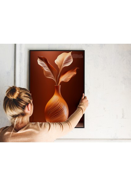 Çerçevesiz Poster, Dijital Baskı, Balkabağı Rengi Çiçek, Klasik ,modern , Soyut , Minimalist Poster