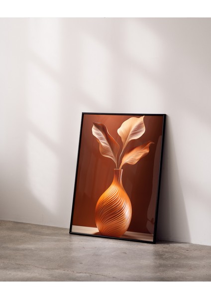 Çerçevesiz Poster, Dijital Baskı, Balkabağı Rengi Çiçek, Klasik ,modern , Soyut , Minimalist Poster