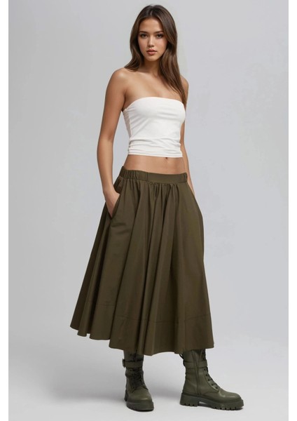 Kadın A-Form Fit Maxi Etek Green fırsatları