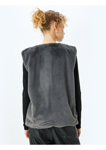 Suni Kürk Bisiklet Yaka Düğmeli Kolsuz Yelek fırsatları