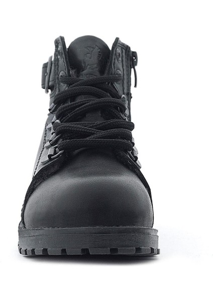 Hakiki Deri Siyah Gerçek Kürklü Bağcıklı Fermuarlı Çocuk Botu indirimleri