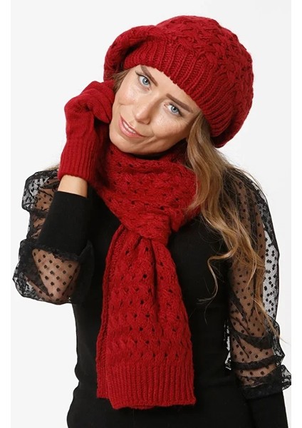 Kadın Atkı Bere Eldiven Set