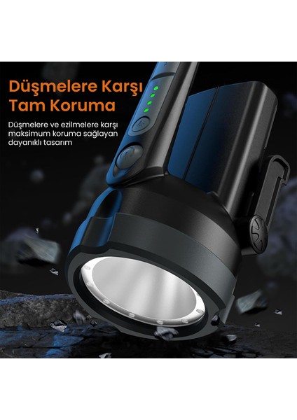 SFL3101/93 800 Lümen Şarj Edilebilir Kamp, Dağcılık, Dış Mekan Tripod Ayaklı Projektör Tipi Taşınabilir LED Spotlight El Feneri Siyah