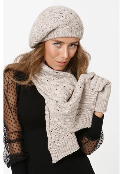 Kadın Atkı Bere Eldiven Set