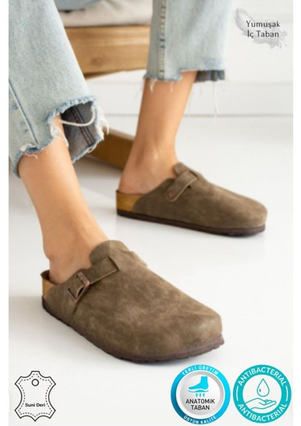 Berlin Unisex Mantar Tabanlı Önü Kapalı Tokalı Sabo Günlük Ev Dışarı Terliği