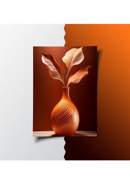 Çerçevesiz Poster, Dijital Baskı, Balkabağı Rengi Çiçek, Klasik ,modern , Soyut , Minimalist Poster