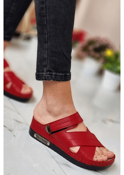 Budi Kadın Şık Konforlu Günlük Terlik Anatomik Ortopedik Taban Suni Deri Anne Dışarı Ev Terliği indirimleri