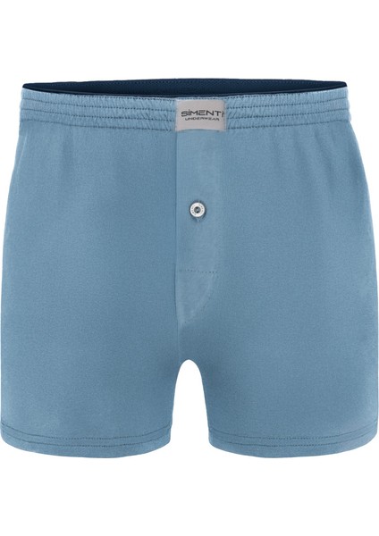 Premium Erkek Mavi Pamuklu Penye Havlu Bel Boxer 6’lı Paket