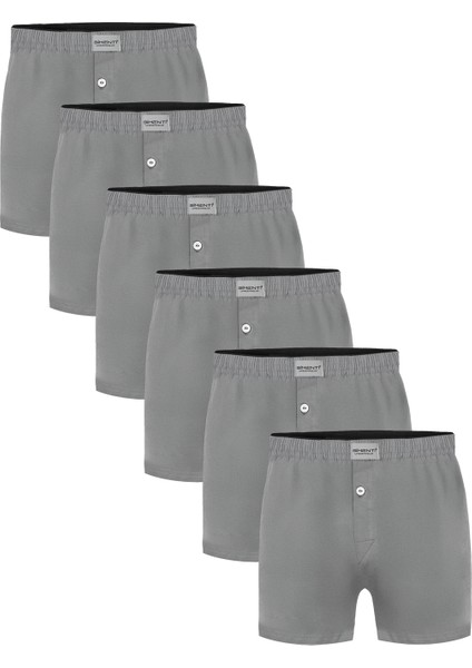 Premium Erkek Gri Pamuklu Penye Havlu Bel Boxer 6’lı Paket