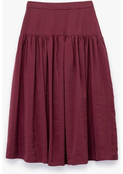 Modal Kumaş Bol Kalıp Pileli Uzun Kloş Bordo Kadın Etek 6WAK70082EW modelleri
