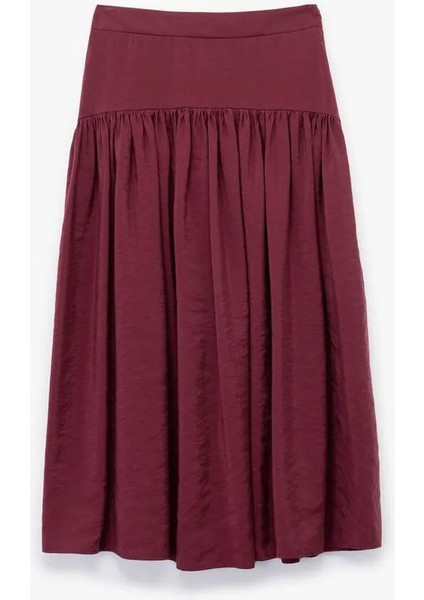 Modal Kumaş Bol Kalıp Pileli Uzun Kloş Bordo Kadın Etek 6WAK70082EW fırsatları