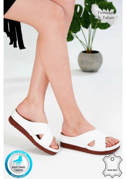 Lina Kadın Anatomik Ortopedik Konfor Modeli Terlik Hafif Şık Topuklu Günlük Dışarı Ev İçi Terliği