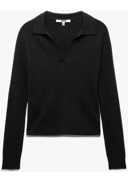 Polo Yaka Triko Antrasit Kadın Kazak 6WAK90122HT modelleri