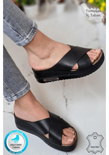 Lina Kadın Anatomik Ortopedik Konfor Modeli Terlik Hafif Şık Topuklu Günlük Dışarı Ev İçi Terliği