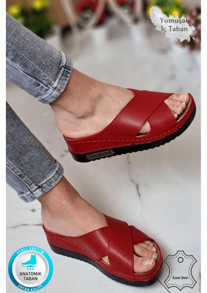 Lina Kadın Anatomik Ortopedik Konfor Modeli Terlik Hafif Şık Topuklu Günlük Dışarı Ev İçi Terliği