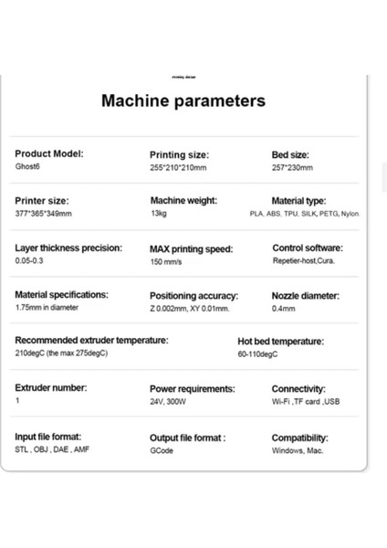 Flyıng Bear Ghost 6 3D Yazıcı , Çift Doğrudan Ekstruder ile Yüksek Presicion Makinesi